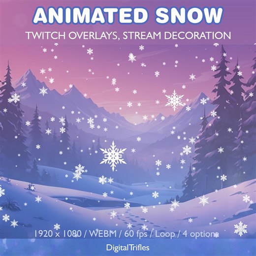 Animated Snow Twitch Overlays, Stream Assets, Winter and Christmas Streaming Theme, 4 Snowfalls and Snowflake Stream Decorations, Loop - Etsy