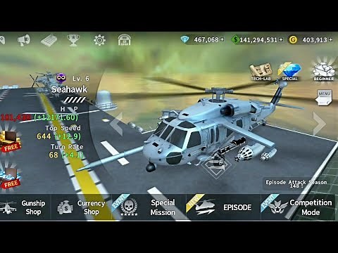 Gunship Battle: SEAHAWK attack helicopter in mission gameplay.