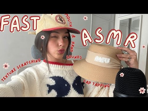 ASMR❤️ Fast Dry Hand Sounds, Texture Scratching, Cap Tapping, Mouth Sounds And Hand Movements