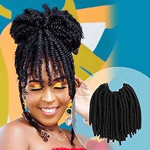 2 Packs 10 Inch AU-THEN-TIC Nubian Twist Braiding Hair Spring Twist Nubian Curly Crochet Hair Pre Looped for Black women Braids Hair Extensions (10 Inch (Pack of 2), 1-Jet Black)