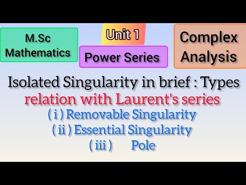 Isolated singularity: Types - Removable, Essential, Pole Relation wd Laurent's series #singularity 