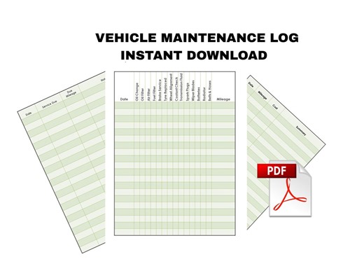 Vehicle Maintenance Logbook | Service Checklist Record (PDF Download) - Etsy