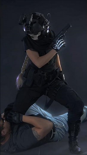 COD Operator IRL 🔥 Female Ghost 💀 #cod #edit #stunt #fight