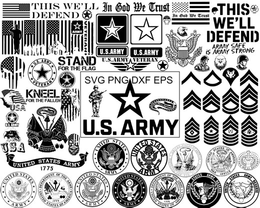 62 SVG U.S. Army Mega Bundle | Military Insignias, Veteran Symbols, Rank Patches & Patriotic Designs | SVG DXF Eps Png Files | Vector - Etsy