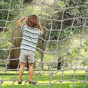 SEAAN Playground Net Climbing Net, Safety Nets Cargo Rope Nylon Rope Treehouse Protection, Rope Ladder Swing Balcony Banister Protection（4.9 * 9.9ft）