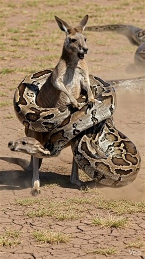 Brave Dog Saves Kangaroo from Giant Python 😱 | Animal Rescue Short 🐕🦘 #shorts #trendingshorts