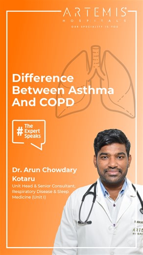 Asthma and COPD may look similar from the outside but they’re very different conditions. Dr. Arun Chowdary Kotaru, Unit Head & Senior Consultant, Respiratory Disease & Sleep Medicine (Unit I), Artemis Hospitals, Gurugram, explains how asthma is usually reversible, often beginning in childhood or teenage years, and is strongly linked to allergies or genetics. COPD, on the other hand, progresses slowly over time and is commonly seen in adults due to smoking, pollution, or long-term irritant exposu