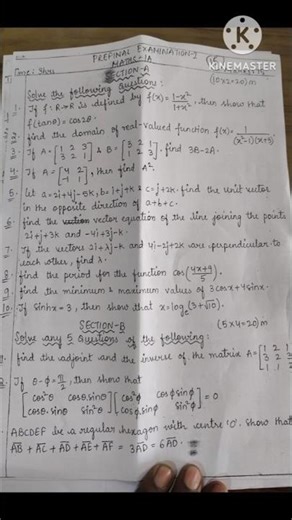 Ts Inter 1st year Maths 1A Question Paper 2026 (prefinal) @Magic_ofmaths2569 #viral #ipe2026#tsinter