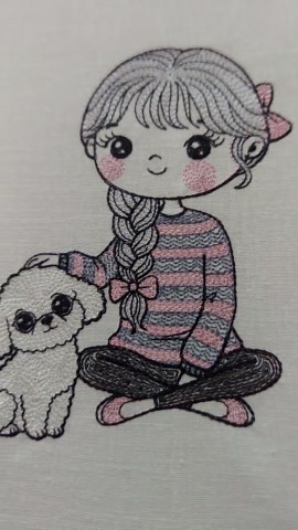 Girl and Dog Embroidery Design | Doll Style Character | Machine File - Etsy