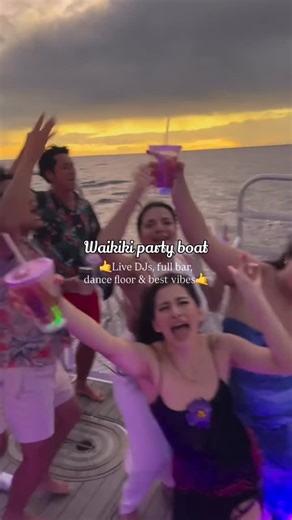 Hawaii Military Guide on Instagram: "@oceanandyouhawaii Have you been to the best party cruise in Hawaii? 😜🌴 Join the Waikiki Booze Cruise — the ultimate sunset boat party in Honolulu, featuring live music, cocktails, and the best Hawaii nightlife experience! 🌅✨ Experience a night to remember: ✅ 🌇 Sunset cruise with panoramic views of Waikiki and Diamond Head ✅ 🎧 Live DJ and LED mood lights for the perfect ocean party vibe ✅ 🍹 Welcome drink included (one free drink ticket) + full bar with 