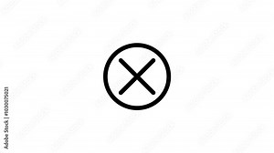 Cancel, close button, cross mark icon animation. Motion graphic design. 4k.