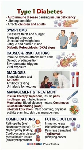 TYPE 1 DIABETES: Symptoms Causes & Risk Factors Diagnosis Management & Treatment Complication...