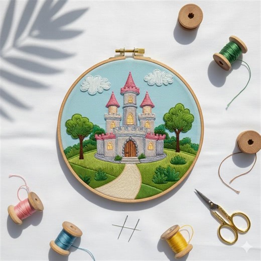 Church in Garden Hand Embroidery Design, Church Embroidery PDF File - Etsy