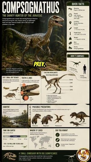 Tiny body, deadly speed — meet Compsognathus! The Jurassic hunter proving size isn’t everything ⚡🔥