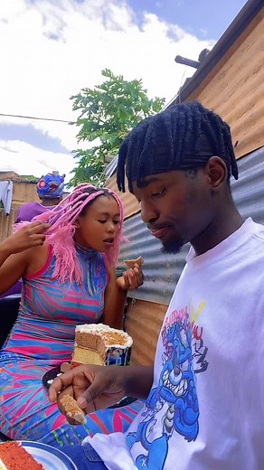 Enjoying Cake Outdoors: A Colorful Dessert Moment