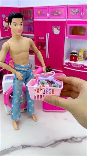 Satisfying With Unboxing Doll Automatic Washing Machine Toys, ASMR Video #shorts