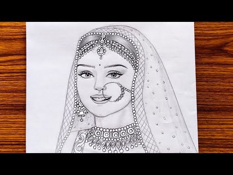 How to draw a Beautiful Traditional bride very easy | Girl drawing | Pencil Sketch | art video