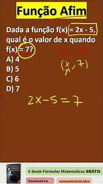 Função Afim explicada passo a passo | f(x) = 2x - 5 = 7