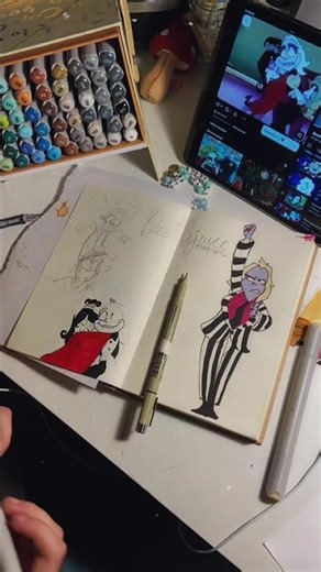 Drawin Beej & Lydia #art #speedpaint #beetlejuicecartoon #beetlejuice #fanart #arrtxacrylicmarkers