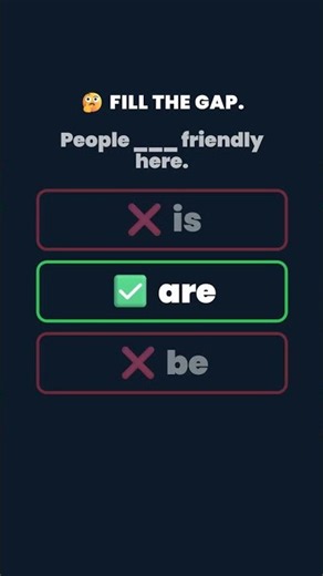 "People ___ friendly here." are, is or be? 🤔