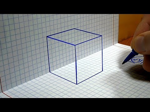 How to Draw a Cube 3D Trick art on Graph paper