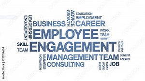 Employee Engagement animated tag word cloud;text design animation kinetic typography seamless loop.