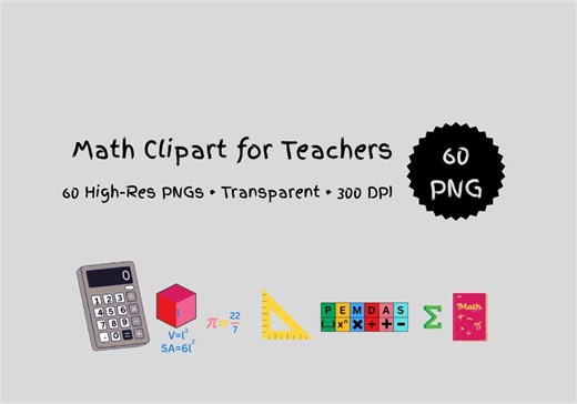 Math Clipart for Teachers, 60 Geometry Icons & Algebra Graphics, Calculus PNG Bundle, Mathematics Classroom Decor, STEM Worksheets Clipart - Etsy