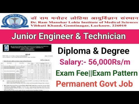 Junior Engineer Vacancy 2025||UP JE Vacancy 2025||Diploma & Degree||Dr.RMLIMS Recruitment 2025