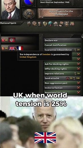 UK WHEN WORLD TENSION IS 25%... #hoi4 #hoi4meme #heartsofiron4