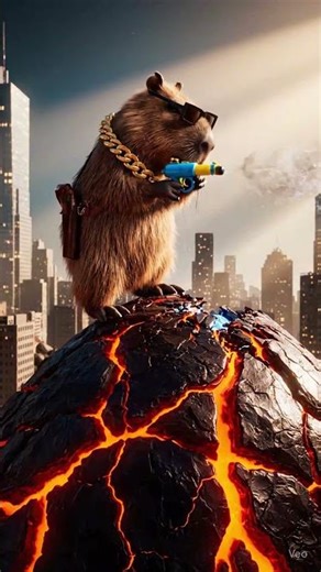 Capybara Boss vs Giant Fire Monster