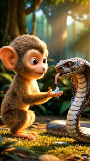 baby monkey and sap🐒🐍 #kartun #facts #viralvideo #animals #ytshorts
