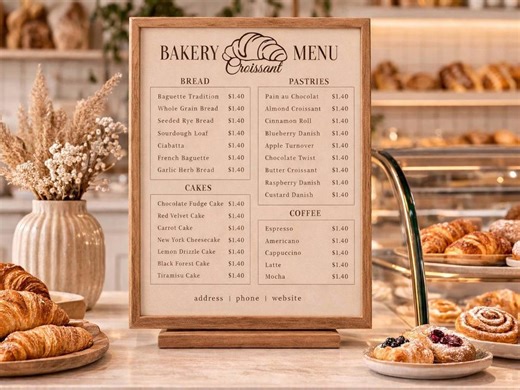 Editable Minimalist Bakery Menu Template (A4 US Letter) - Etsy
