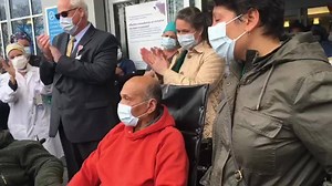 COVID patient Charlie Parker, a 20 year employee at Peconic Bay Medical Center, was discharged from the hospital today with a rousing send-off. Get well, Charlie! | RiverheadLOCAL