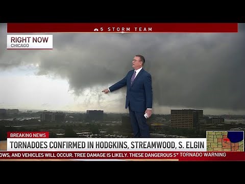 Tornado forms over O'Hare Airport live during NBC Chicago coverage