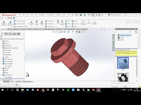 How to design Oil Drain plug used in Plantery gear box unit in solidworks