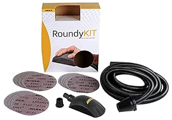 Mirka Roundy Dust-Free Hand Sanding Block Kit Set for use with 6'' Sandpaper Disc/Hook and Loop/Abranet Mesh Net Discs/Vacuum Hose, Black, Yellow (KIT00ROUND)