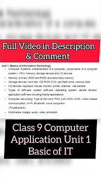 Class 9 Basic of Information technology | Computer Application 165 #cbsecomputereducation