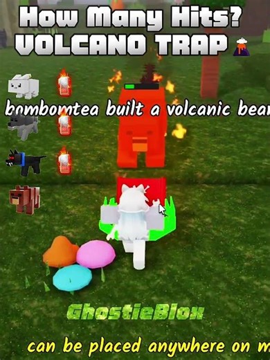 How Many Hits? VOLCANO TRAP vs Monster! 🌋🔥 #roblox #99nightintheforest #ghostieblox