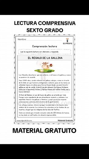 Ejercicios de lectura comprensiva para sexto grado