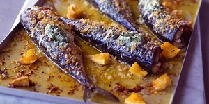 Baked mackerel with horseradish butter
