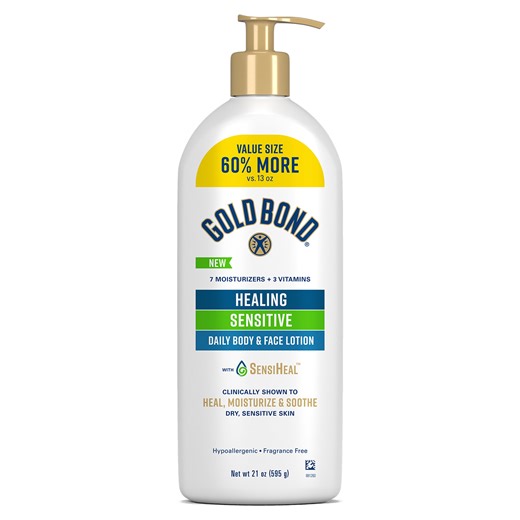 Gold Bond Healing Sensitive Daily Body & Face Lotion With Aloe Moisturizes, Heals & Soothes Dry, Sensitive Skin, Value Size, 21 oz.