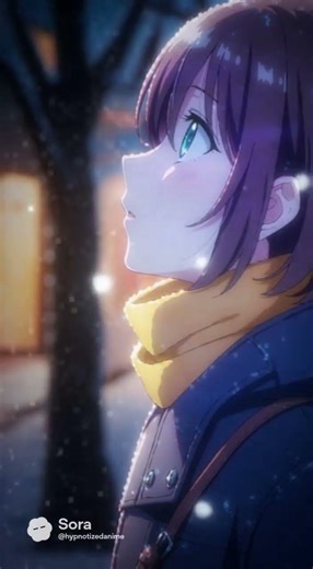 She got mesmerized by the snow fall that she just stood in place, frozen like