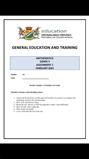 Mathematics Assignment Grade 9 #fyppppppppppppppppppppppp #term1 #backtoschool