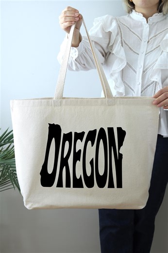 Oregon State Map Tote Bag, Canvas Travel Souvenir - Etsy