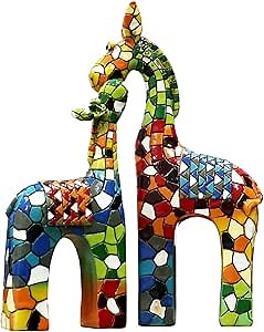 LiffyGift Resin Giraffe Statues Outdoor Indoor Mosaic Ornaments Table Centerpieces Decorations for Living Room, Bedroom, Garden Yard