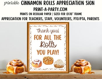 Cinnamon Rolls Appreciation Sign | Printable 8x10 Table Decor for Teachers Staff