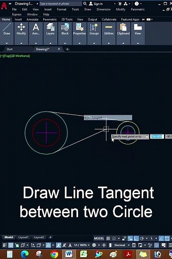 Tangent Line between two Circle in AutoCAD-18 ! #autocad #autocadtips #shortsviral