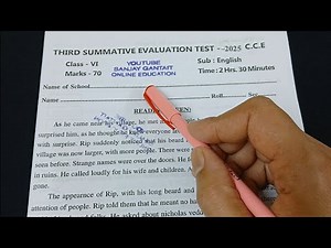 class 6 english 3rd unit test question paper 2025 // class 6 english 3rd unit test suggestion 2025