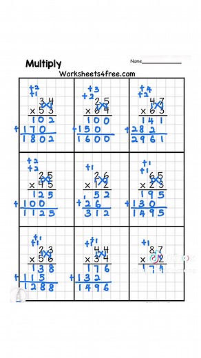 Mastering 2×2 Digit Multiplication: Practice Worksheets
