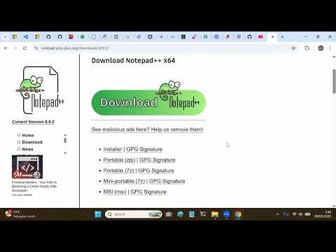 Cara install Notepad++ pada Windows 11